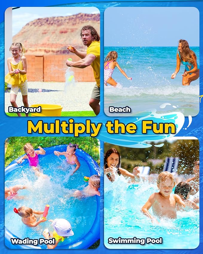 Reusable Water Bomb balloons, Magnetic Refillable Water balls - Pool Toys for Boys and Girls, Beach Outdoor Activities Water Games Toy for kids Self Sealing Water Splash Ball (25Pack)