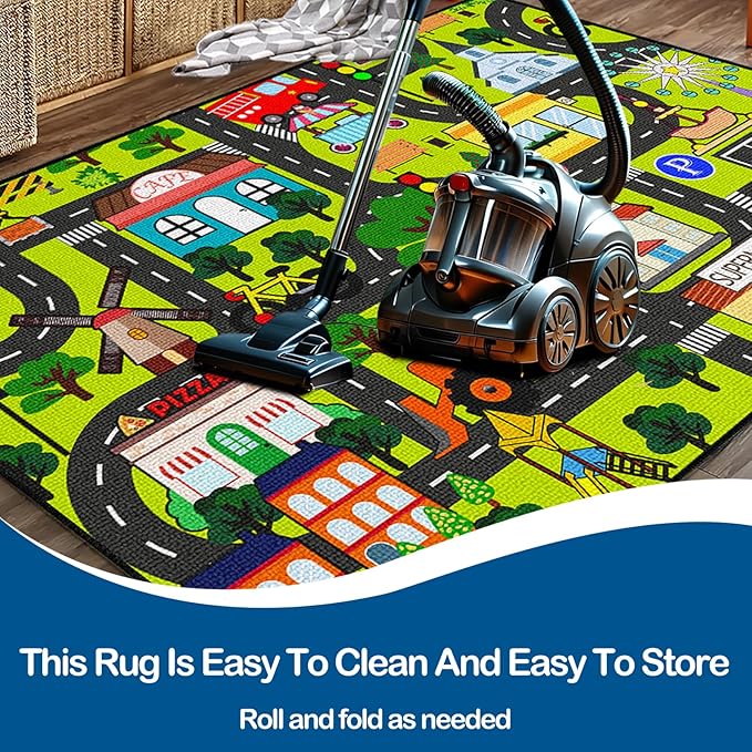 Kids Carpet Playmat Rug - Car Rugs for Kids 3x5 Feet, Educational Play Rug Town Traffic Road Map Rugs City Life Car Mat for Kids Bedroom Classroom Nursery Room