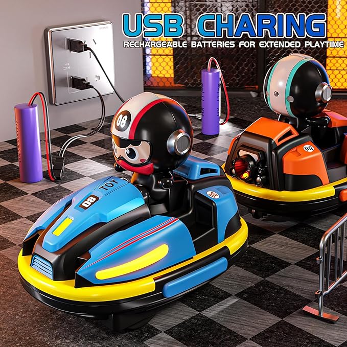 2 Pack RC Cars Toys for Toddlers|Remote Control Bumper Cars Toys with Music & Light & Spray for Kids|Birthday Gift for 3 4 5 6 7 8 Year Old Boys