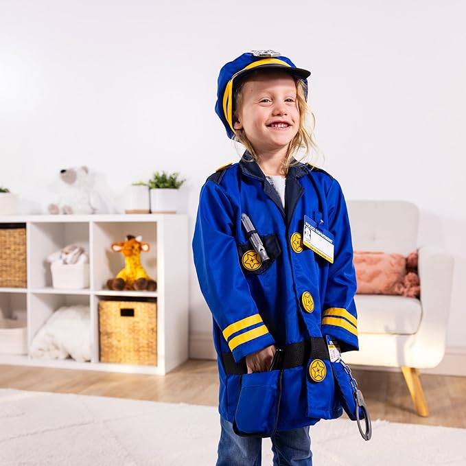 Melissa & Doug unisex-children Police Officer Role Play Costume Dress-Up Set (8 pcs) Frustration-Free Packaging Multicolor, Ages 3-6 Years