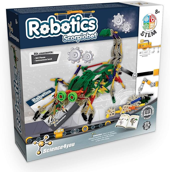 Science4you Scorpiobot Robotics Kit for Kids - Building Robot Toys for Kids 8-12 Year olds, Robot Kit with 161 Pieces, Stem Building Games, Robots for Kids, Gift for 8+ Year Olds Boys and Girls