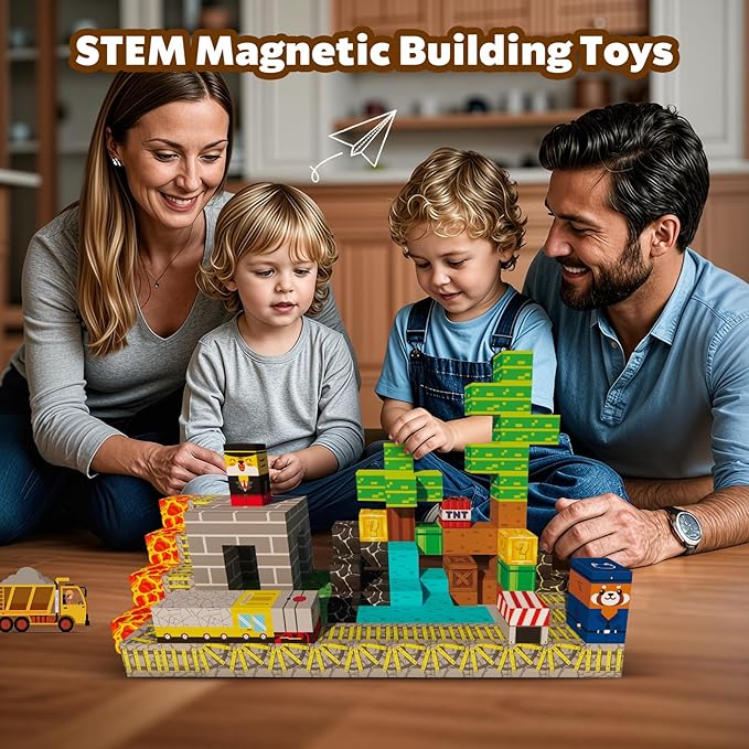 120pcs Magnetic Building Blocks Tiles for Kids Ages 4-8-12,Magnetic Building Tiles Blocks Constructions Toys Birthday Gifts for Kids Boys Girls Ages 8-12