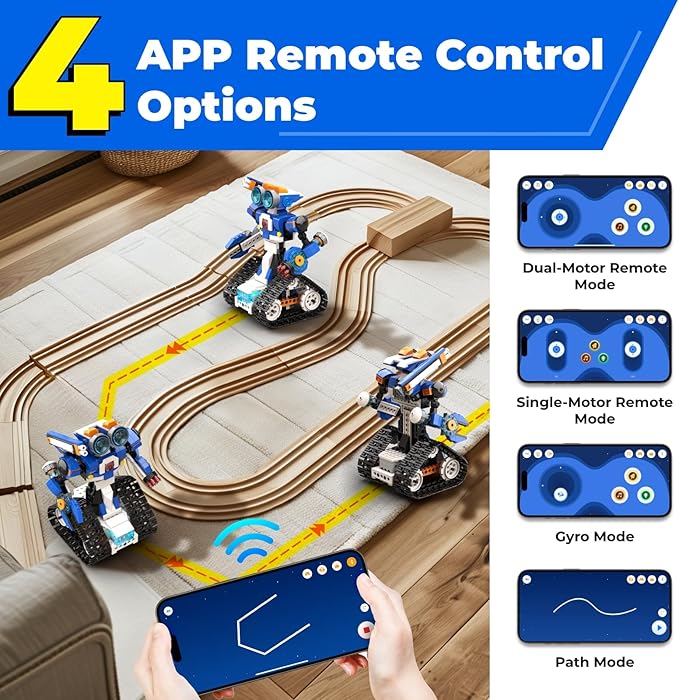 Robot J Smart Robot Building Kit with Storage Box, Programmable App RC Robot/Tank with Coding Game, Christmas Gifts for 7 8 9 10 11 12 Years Old Kids