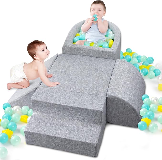 Soft Foam Climbing Toys for Toddlers Indoor, Climbing Blocks Play Equipment with Ball Pits (Balls Not Included) - Sliding & Building for Baby Gift