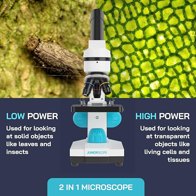 Omano Juniorscope Microscope for Kids – Microscope Kit for Kids 8+ for Science Microscope Experiments – Kids Microscope Kit That Encourage STEM Exploration – Beginner Microscope for Kids 8 and Up.