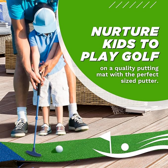 Portable Kids Pong Putting Game Set Mini Golf for Kids Fun Yard Game - Adjustable Putters, Quality Base, Real Golf Balls Perfect for Family Competitions