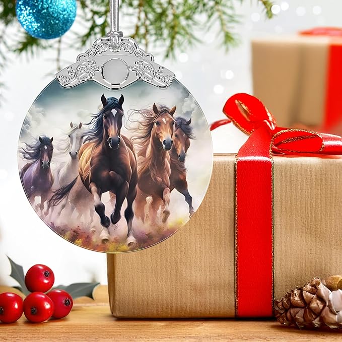 2025 Ornaments for Christmas Tree - Stained Glass, Holiday & Christmas Tree Decoration Gift Ideas - Horse Theme