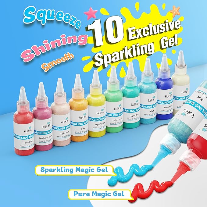 Kiditos Magic Water Elf Toy Kit, Aqua Fairy Water Gel Kit-20 Magic Gesl&10 Molds–Make Your Own Water Pets & Squishy Toys–Fun Summer DIY Craft Kit, Birthday Gifts & Party Favors for Kids Ages 3+
