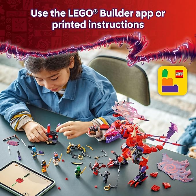 LEGO NINJAGO Thunderfang Dragon of Chaos Building Toy for Kids Ages 8+ - Dragon Rising Playset with 6 Minifigures and Poseable Dragon Figure - Birthday Gift Idea for Boys and Girls - 71832