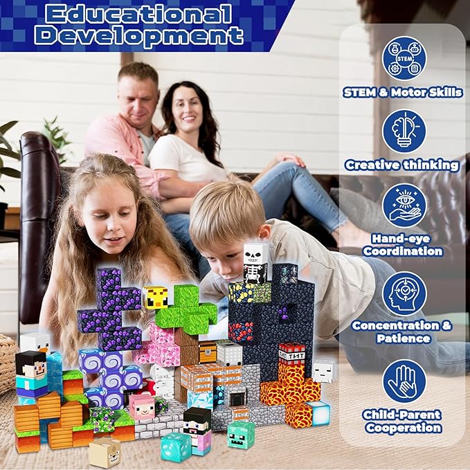 Magnetic Blocks - 150PCS Magnetic Building Blocks Cubes Adventurer, Magnet Toys for Kids Age 3+, Toy Building Set for Kids, Magnets Stacking Construction Birthday Gifts for Boys Girls Age 4-8, 8-12