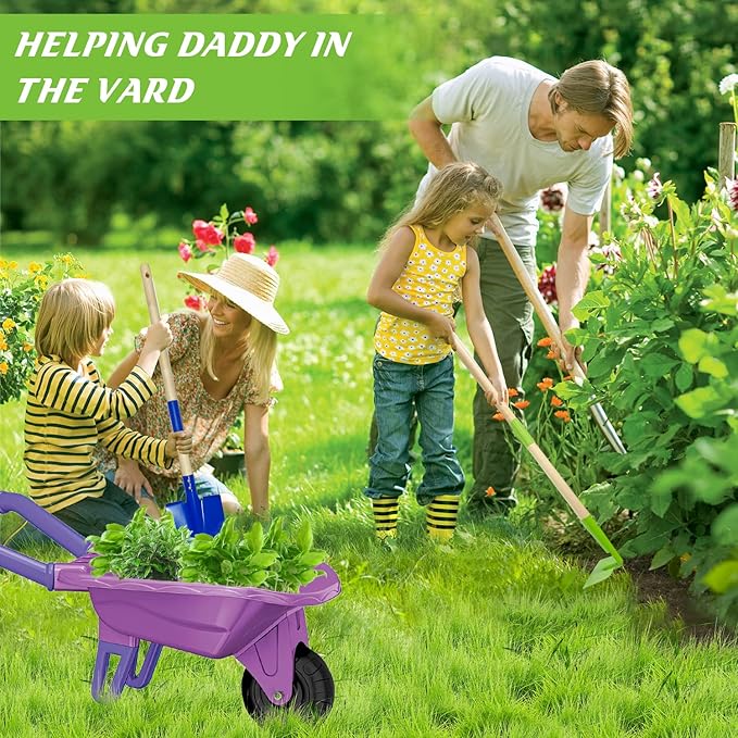 Kids Gardening Tools Outdoor Toys Set Backyard Play with Wheelbarrow Educational STEM Learning Pretend Toys Outdoor Indoor for Toddlers Kids Boys Girls