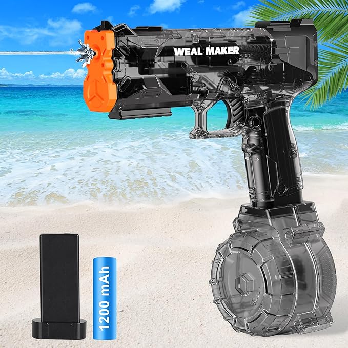 artcool Stronger Electric Water Gun for Kid/Aldult,Transparent Automatic Squirt Guns High Powered IP67 Waterproof, Water Guns with 400 Ammos for Outdoor Summer Beach Pool (Black)