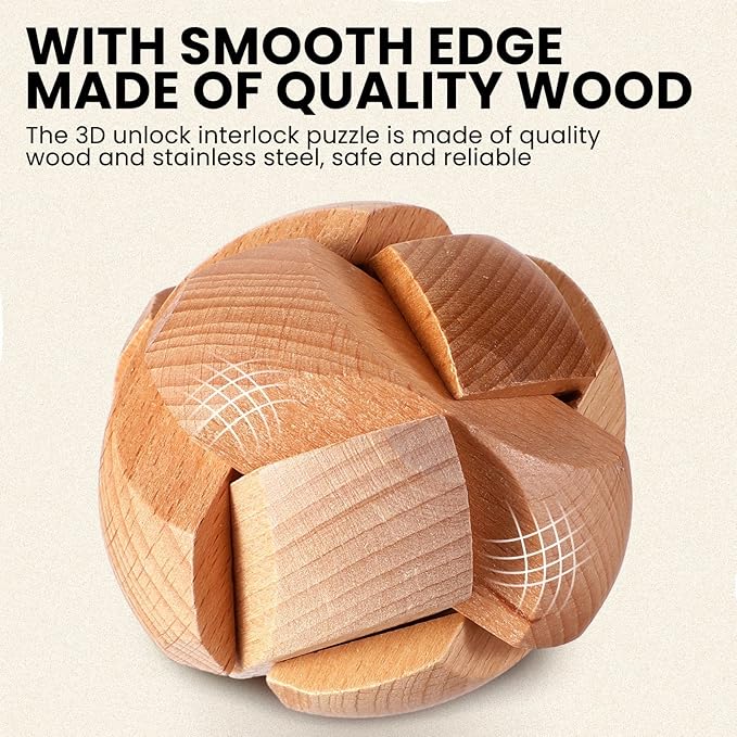 Syhood 14 Pcs Brain Puzzles Teaser for Adults Metal 3D Steel Mind Games Wooden Unlock Interlocking Puzzle Adult Iq Education Toys Smart Toy(Classic)
