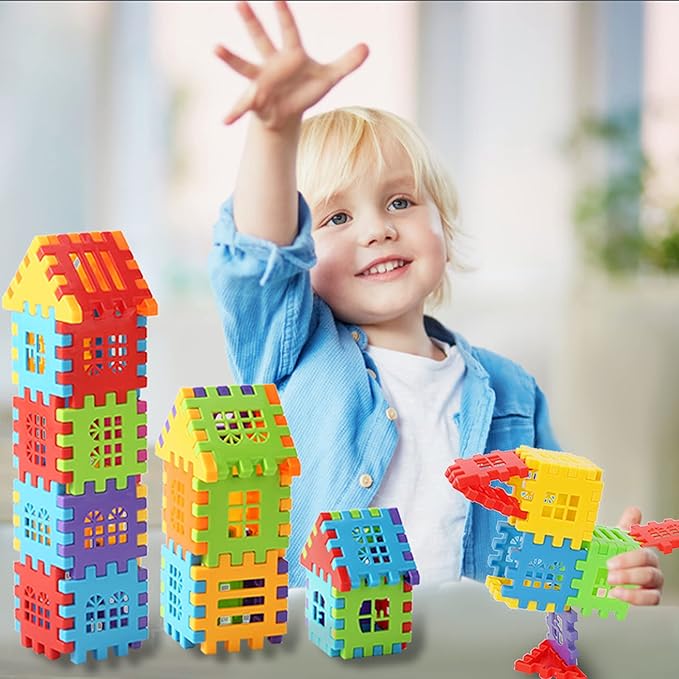 Building Blocks – 100-piece Kids Builders Blocks Set with Storage Bag – Interlocking Building Blocks for Toddlers and Kids – Fun and Educational Toy Building Set for Skill Development