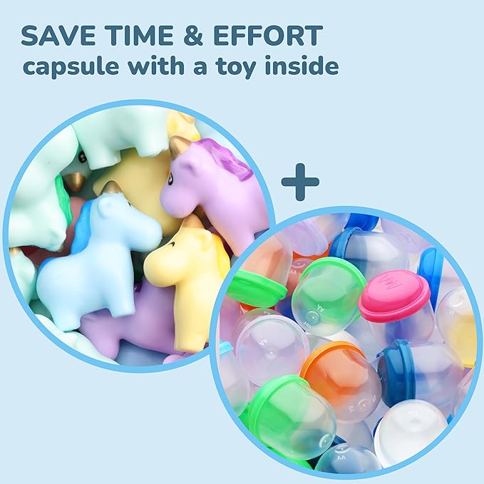 Entervending Unicorn Mini Toys in Capsules - 250 Pcs of 1.1 Inch Acorn Capsules and Unicorn Toy for Kids - Plastic Capsules for Toys Bulk – Mini Unicorn Toys - Classroom Prizes Easter Egg Stuffers
