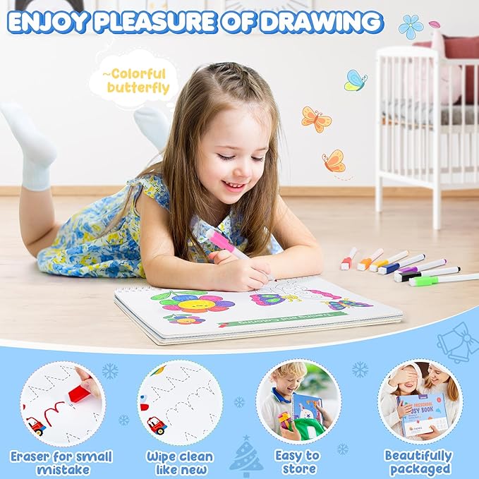 Busy Book for Toddlers, 36 Preschool Learning Activities, Montessori Homeschool Learning Educational Toys, Tracing Activity Coloring Books for Kids Ages 3-8, Autism Sensory Travel Toys Gifts