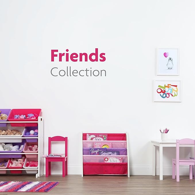 Humble Crew Kids' Toy Storage Organizer with 12 Plastic Bins, Pink&Purple, White/Purple/Pink