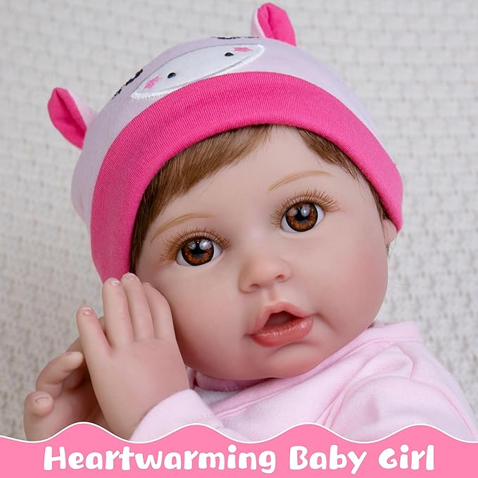 Lifelike Reborn Baby Dolls, 22-Inch Soft Cloth Body Realistic Baby Dolls with Clothes and Toy Accessories - Birthday Gift for Kids 3+
