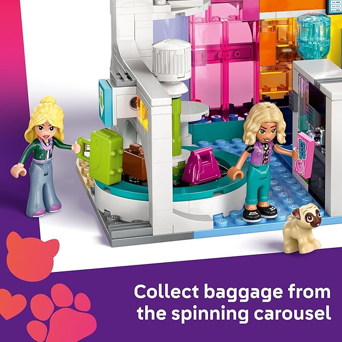 LEGO Friends Heartlake City Airport and Airplane Toy Building Set - Pretend Play for Kids, Girls and Boys, Ages 8+ - with 7 Minidolls, Taxi, Dog Figure and More - Gift Idea for Birthday - 42656