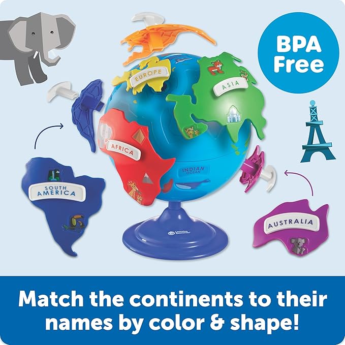 Learning Resources Puzzle Globe - 14 Pieces, Ages 3+ Preschool Learning Toys for Boys and Girls, Earth Globe for Kids