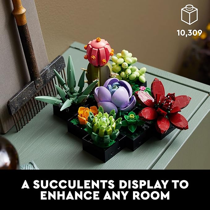 LEGO Botanicals Succulents - Artificial Indoor Plant Building Set for Home, Kitchen, Desk Decor Adults Ages 18+ - Gift for Graduation - 10309