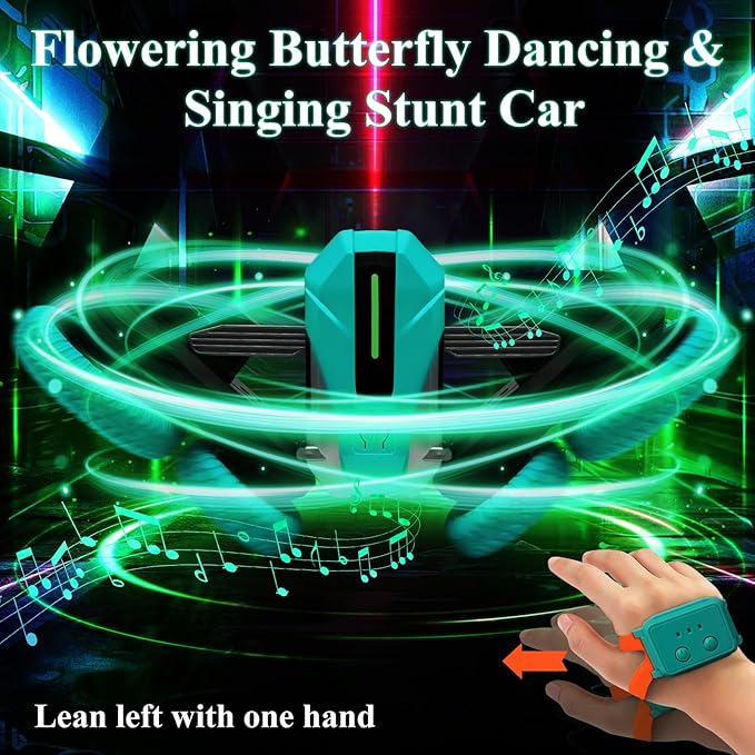 Hand Gesture Sensing Double-Sided Remote Control Car,360ยฐ 4wd Off-Road with Lights & Music Indoor/Outdoor Toy for 6-12 Age Boys Birthday Gift (Green)