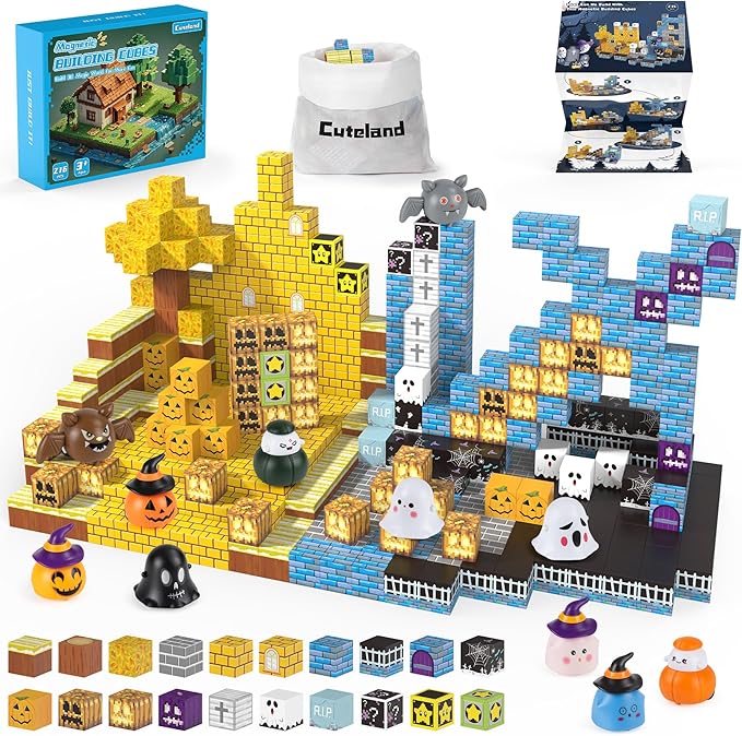 Magnetic Blocks 216Pcs Night Style, Magnetic Building Blocks for Boys 6-8, Construction Toys, Toys Gift for 6+ Year Old Kids
