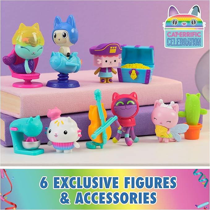 Gabby's Dollhouse, 12-Piece Story Figures Gift Pack, with 6 Toy Figures & 6 Dollhouse Accessories Set, Kids Toys for Girls & Boys Ages 3+