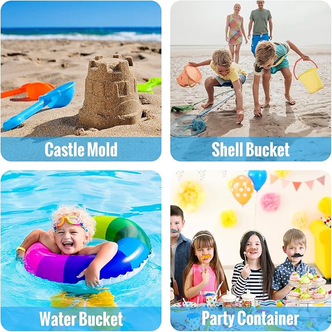 Lenwen 30 Pcs Beach Sand Buckets for Kids 5.5 Inch Easter Buckets Bulk Plastic Sand Castle Pail Beach Building Toys for Toddlers Girls Boys Gift Party Favor,5 Assorted Colors
