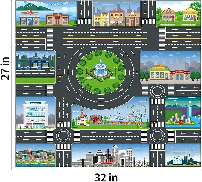 TEMI Transport Cars Carrier Set Toys w/Play Mat, Die-cast Vehicles Truck Alloy Metal Race Model Car Toys for Toddler Age 3-9 Kids Boys & Girls