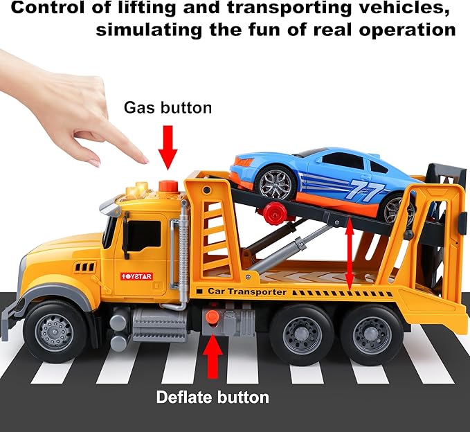 Dwi Dowellin Toy Truck Transport Cars Carrier with Racing Car for Kids Toddlers,Birthday Gifts for Boy Toddler Child 3 4 5 6 Years Old