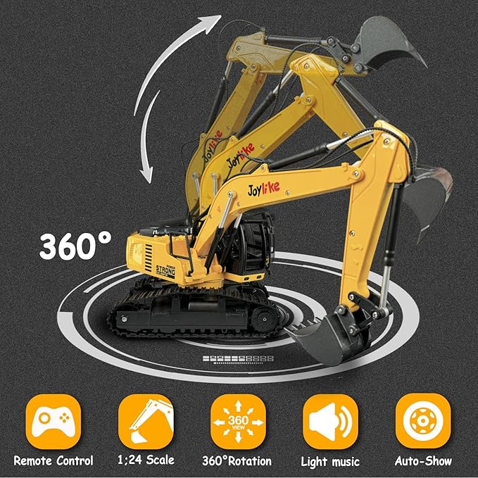 RC Excavator and Dump Truck Toy Set,2.4Ghz Metal Remote Control Construction Vehicle with Light&Sound, Best Christmas Toy for Boys 8+Year Old Kid