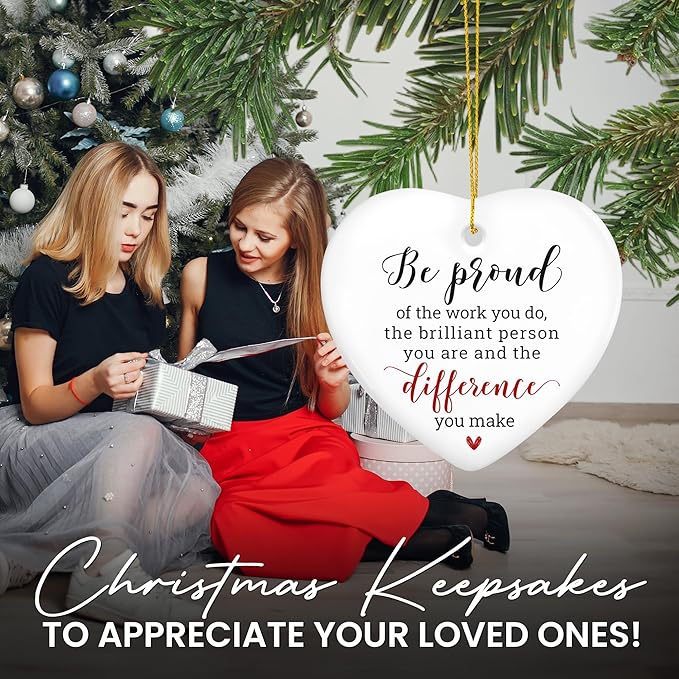 OASSIE Inspirational Gifts for Women, Christmas Ornaments 2025 - Christmas, Thank You Gifts for Women, Encouragement, Thank You Coworkers - Christmas Tree Decoration Ceramic Ornaments