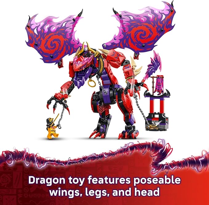 LEGO NINJAGO Thunderfang Dragon of Chaos Building Toy for Kids Ages 8+ - Dragon Rising Playset with 6 Minifigures and Poseable Dragon Figure - Birthday Gift Idea for Boys and Girls - 71832
