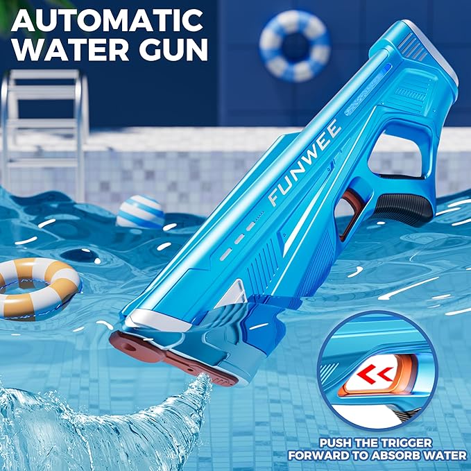 2 Pack Electric Water Guns for Adults Kids, Powerful Automatic Squirt Gun, High Powered Shooting 100+ Blasts, Strongest Auto Water Blaster, Long Range, Pool Water Toy Outdoor Game