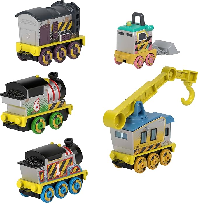 Thomas & Friends Diecast Vehicle Set Construction Crew 5 Push-Along Toy Train Engines for Preschool Kids Ages 3+ Years
