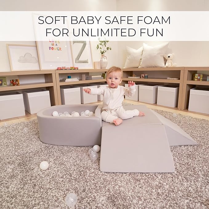 ZICOTO Fun Climbing Toy Set for Toddlers Aged 1-3 - The Perfect Set incl. Ball Pit & Climbing Blocks for Unlimited Indoor Fun - Soft Foam Play Gym for Baby/Kids to Safely Learn New Skills Inside