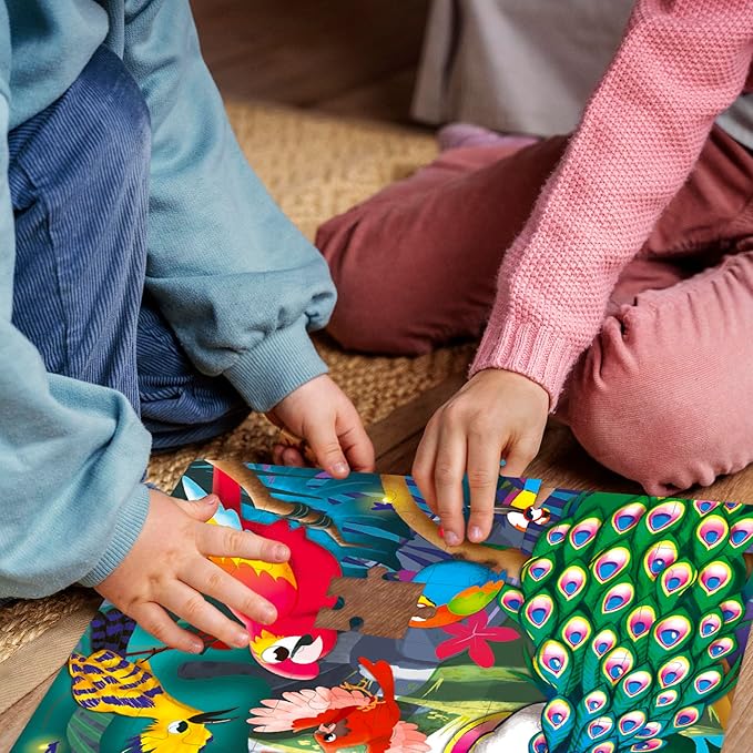 QUOKKA 60 Piece Kids Puzzles Ages 5-8 - Set of 4 Bible Jigsaw Puzzles for Kids 4-6-10 Year Old - Vert Birds| Eden Toys for Children 5-7 yo | Gifts for Boys & Girls