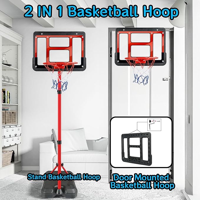 Boys Toy Gifts for 3 4 5 6 7 8 Years Old, Kids Basketball Hoop Adjustable Height 3.5FT-6.2FT, Mini Basketball Hoop for Kid Boys, Basketball Goal Toys Outdoor Indoor Game Gifts for Boys