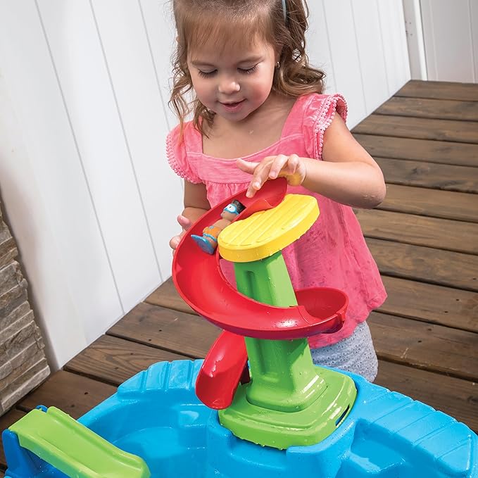 Step2 Fiesta Cruise Sand & Water Table with Umbrella, Kids Activity Sensory Playset, Summer Outdoor Toys, 10 Piece Water Toy Accessories, for Toddlers 2+ Years Old