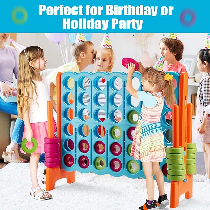 ARLIME Jumbo 4-to-Score Giant Game Set, Backyard Games for Kids & Adults, 4 in A Row W/Quick-Release Lever, 42 Build-in Rings Included, Jumbo Size for Outdoor & Outdoor Play