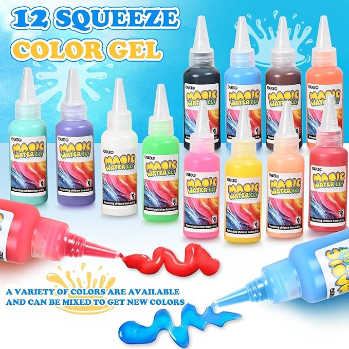 Magic Toy Water Toy Elf Toy Kit, Aqua Toy Fairy Water Gel Kit Creative Magic Toy Water Creation kit, 12 Magic Gels, Arts & Crafts DIY STEM Kits Children's DIY (12 Colors)