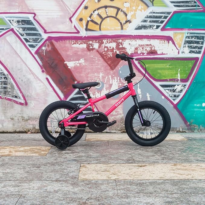 12 14 16 18 Inch Kids Bike BMX Style Bicycle with Training Wheels Coaster Brake for 1-10 Years Old Toddlers Boys Girls Multiple Colors