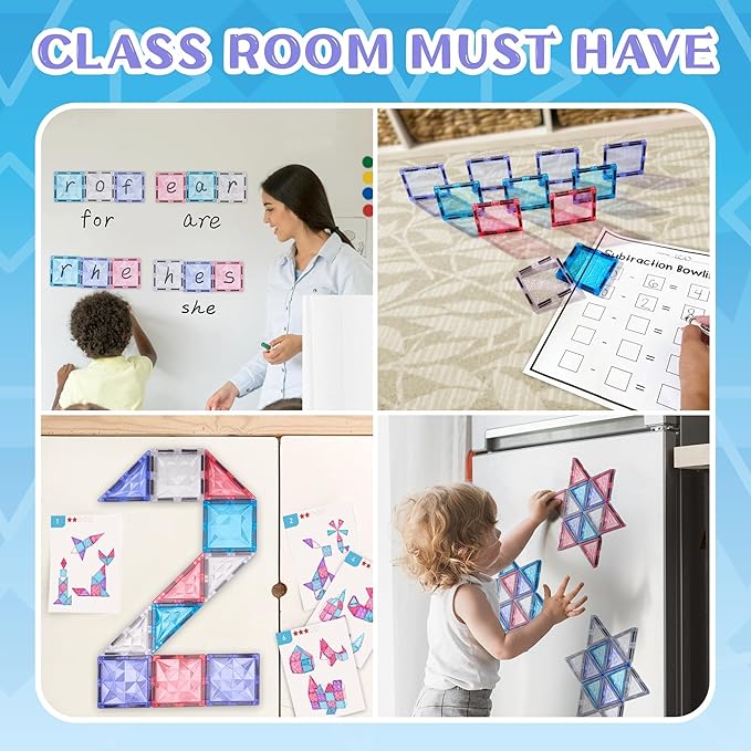 VigorFun 127-Piece Magnetic Tiles Building Set – STEM Construction Toys with Car & Animal Models, Stickers – Educational Sensory Kit for Kids Ages 3-8, Ideal Gift for Boys & Girls