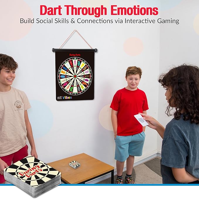 Vibes: Anger Management Toys | Therapy Games for Teens | 2-in-1 Feelings Dart Board for Kids and Families, Therapists, Teachers | Ideal for Play Therapy toys, Emotional Intelligence, and Social Skills