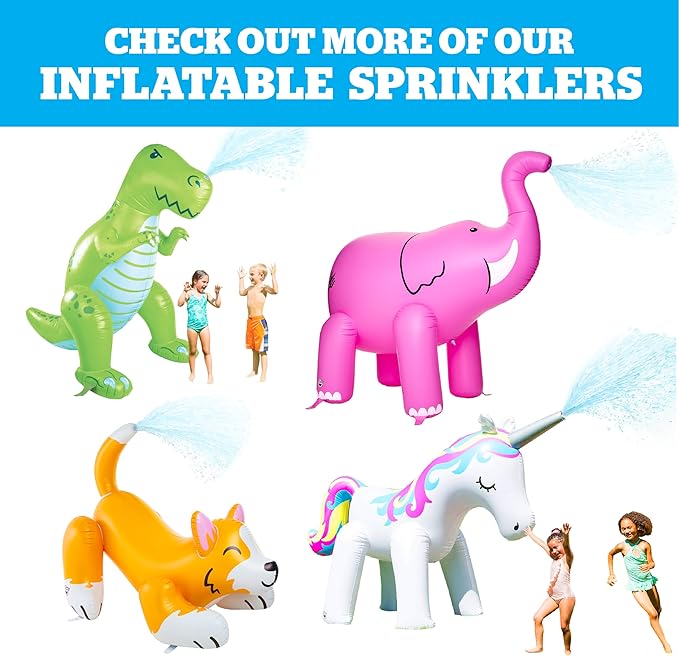 BigMouth Inc. Giant Inflatable Unicorn Ring Sprinkler, Fun Summer Backyard Water Games & Splash Toy for Kids, 6 Feet Tall