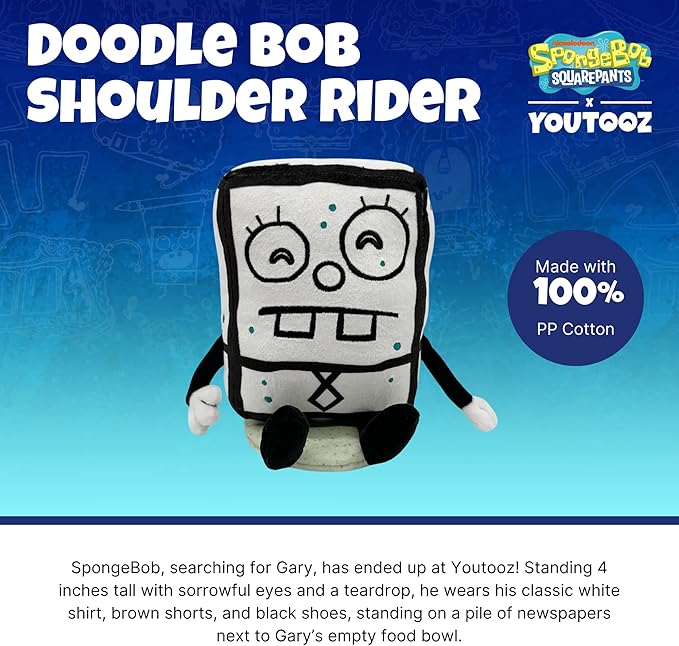Youtooz Spongebob Squarepants Doodle Bob Shoulder Rider 5.5" Inch Plush, Doodle Bob Shoulder Rider Plushie, Collectible Doodle Bob Shoulder Rider by Youtooz Spongebob Squarepants Plush Collection