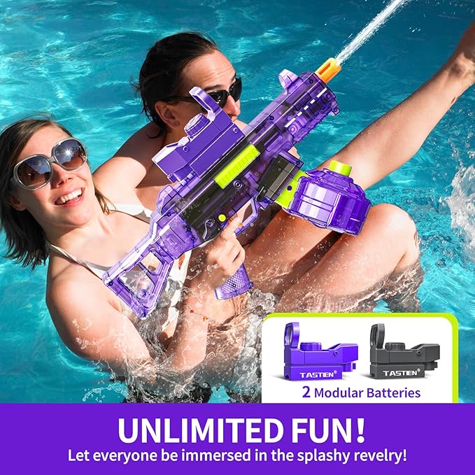 Electric Water Gun for Adults Kids, Automatic Squirt Guns up to 36 FT Range, Large Capacity 540 Super Water Blaster, Full Auto Water Gun for Pool Party Games Water Fighting - Purple