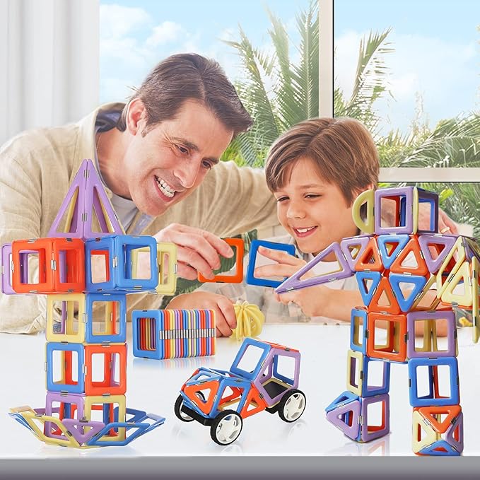 MAGBLOCK Magnetic Building Toys Set 120 Pcs Gift for 3 Year Old Boys and Girls, Magnet Learning Toys for Toddler Games with Wheels Building Blocks for Kids