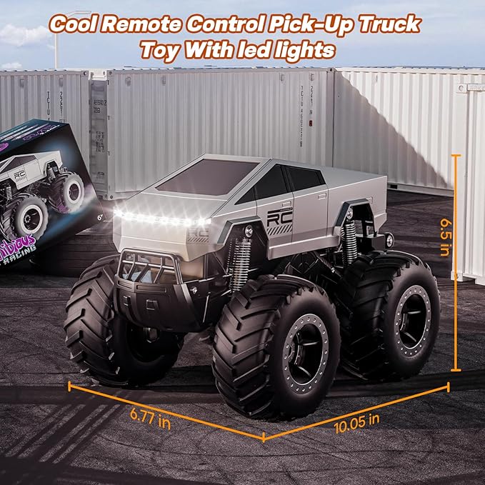 Remote Control Car Off-Road Pick-up Truck, 4WD Waterproof RC Trucks Toy RC Cars for All Terrain, 1:16 Scale Hobby Monster Truck Toys 2.4GHz Vehicles Kids Gifts for Boys/Girls Age 6 7 8 9 10-12+